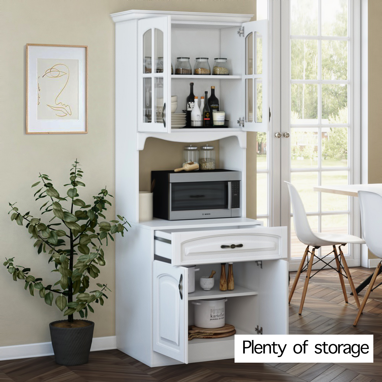 LIVING SKOG Monti White Food Pantry with Drawer Kitchen Storage