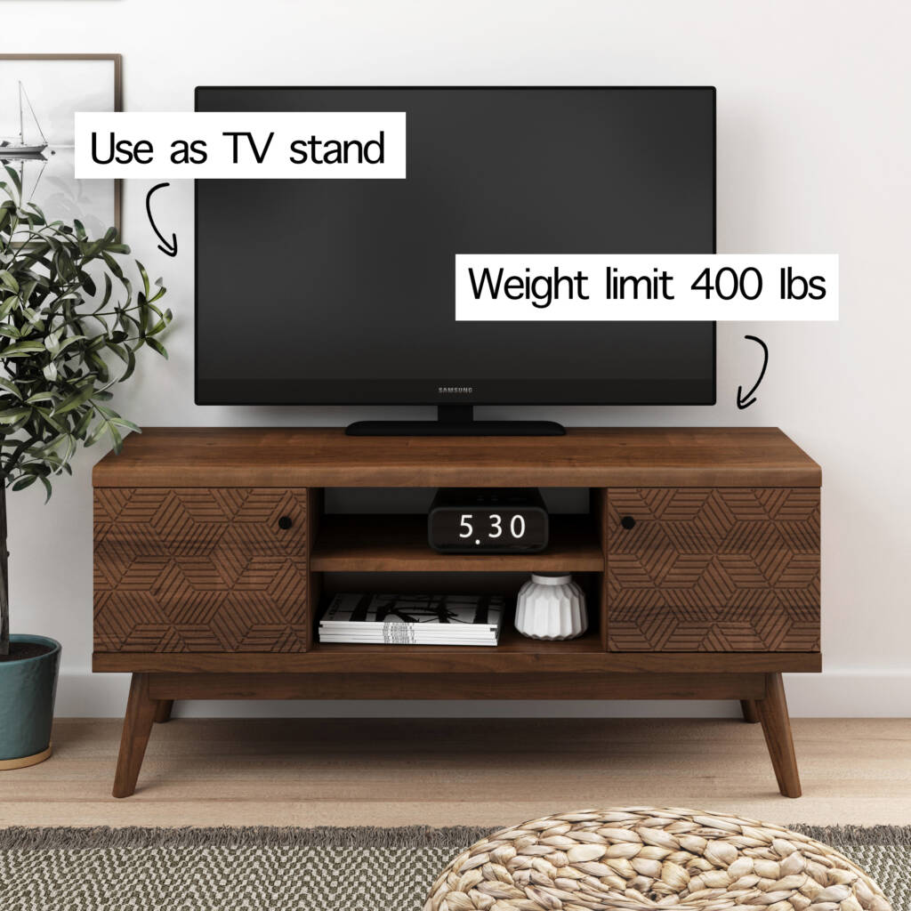 Scandinavian TV Stand Media Console Walnut Brown
